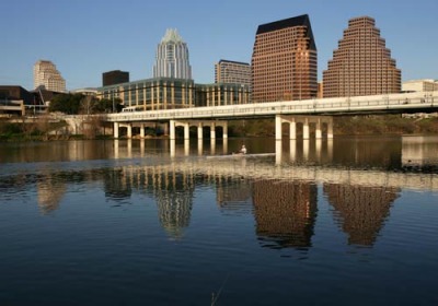 A rower on Town Lake.