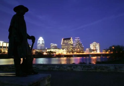 Stevie Ray Vaughn watching over Austin.